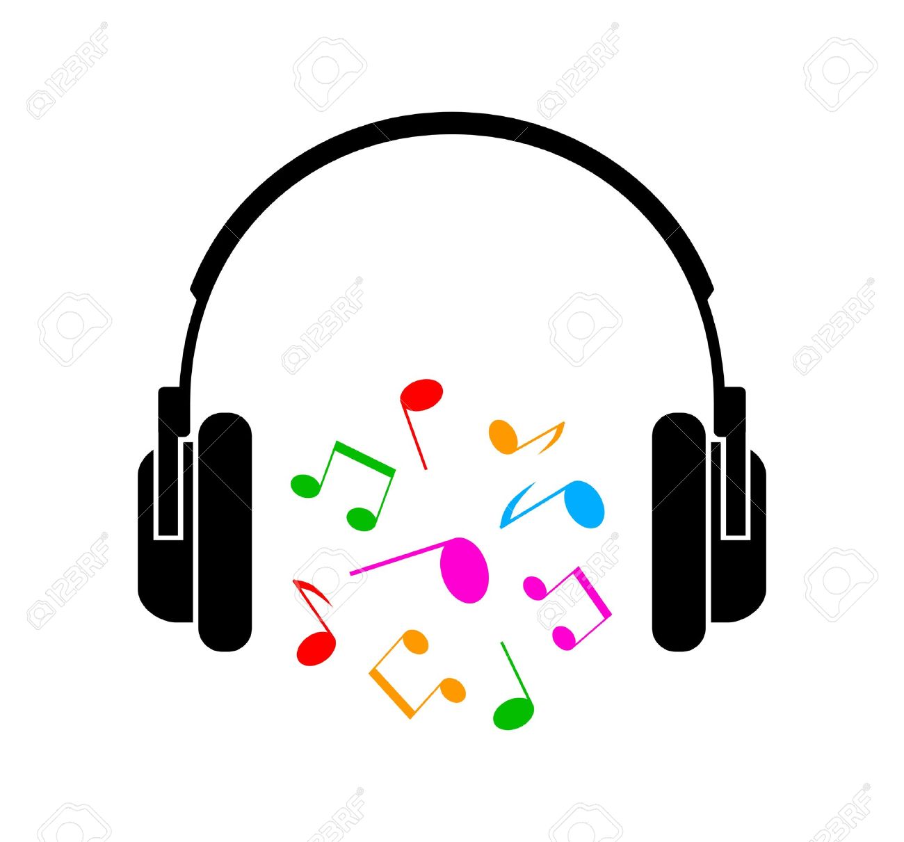 Headphones with music clipart