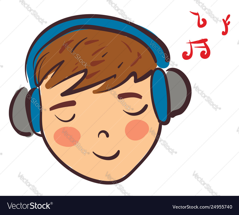 Clipart a boy listening to music or color