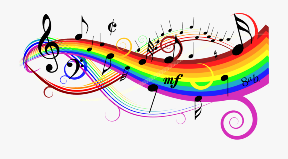 Music Notes Rainbow cliparts image pack with transparent