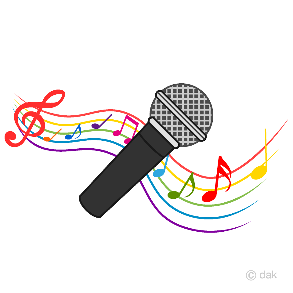 Microphone and Music Note Waving Clipart Free Picture