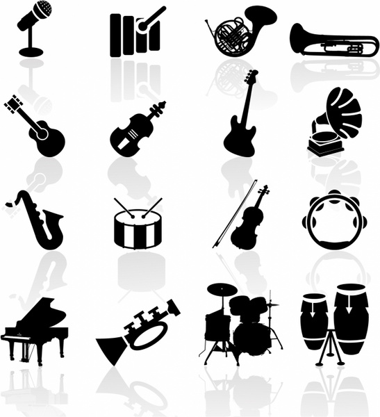 musical instruments clipart black