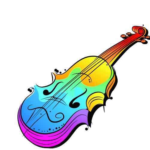 Colorful Animal and Musical instruments illustrations vector