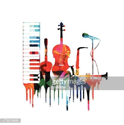 Colorful musical instruments design Clipart Image