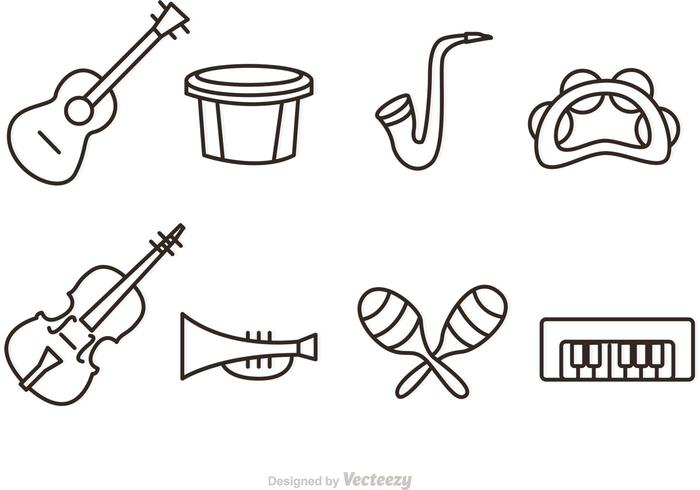 Outline Music Instrument Vector Icons