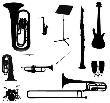 Free Music Instruments Silhouette Vector Frees Clipart and