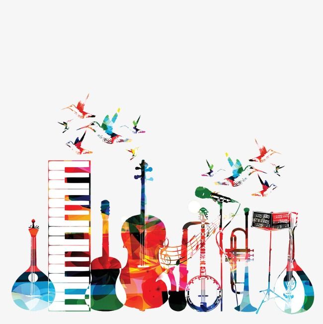 Colored Cartoon Musical Background Image, Cartoon Clipart