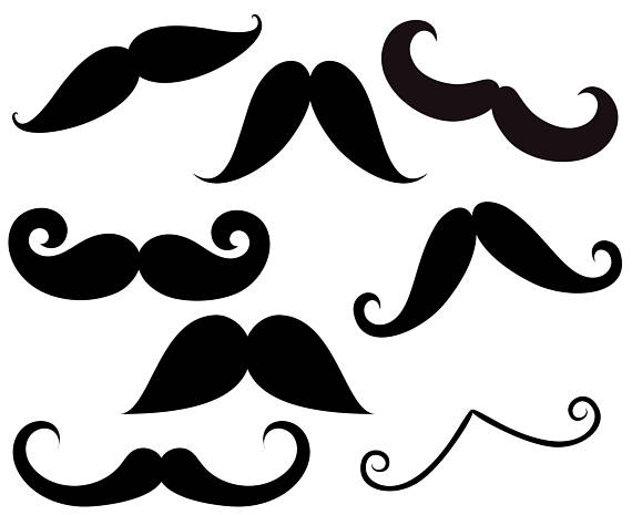 Mustache silhouette clipart, Colorful mustache clipart