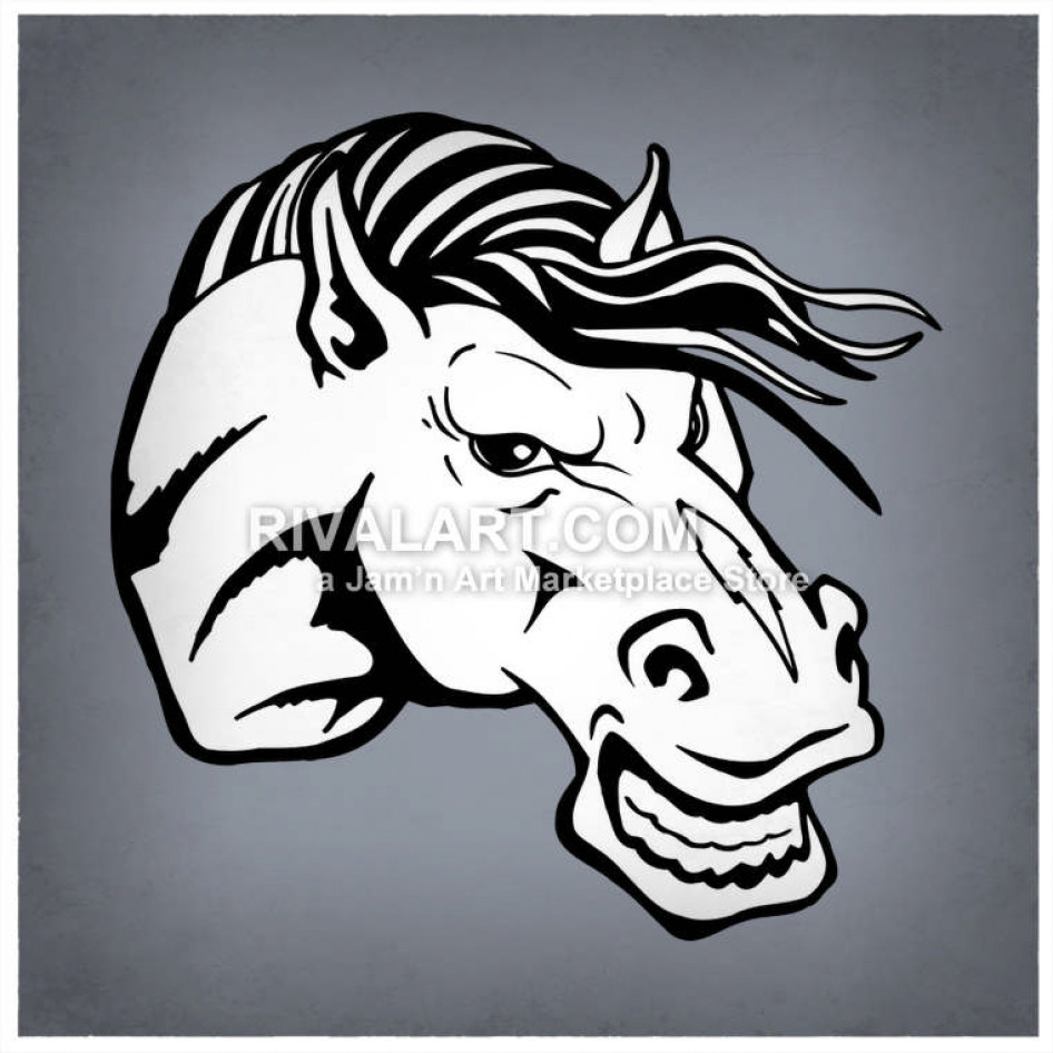 Mustang Head In Black And White