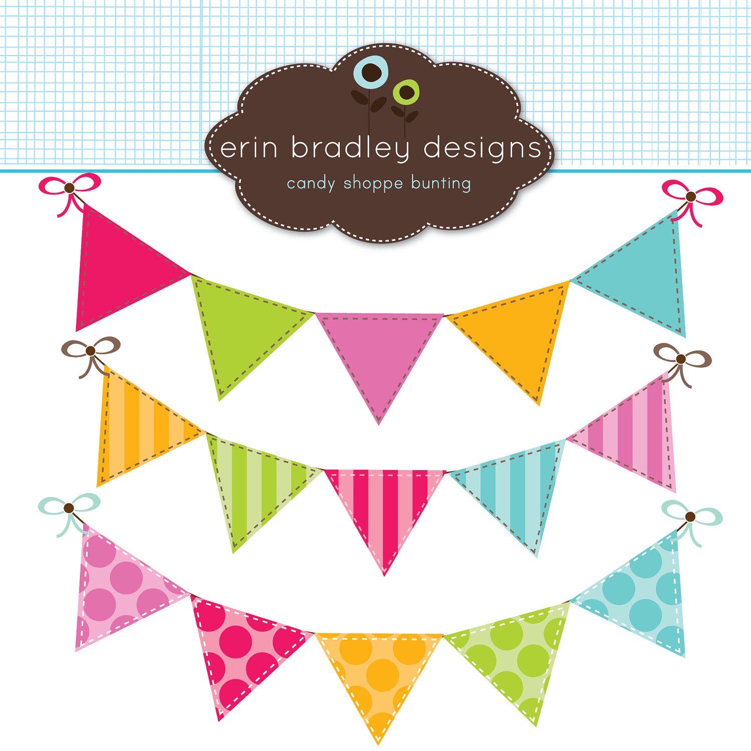 Colorful bunting clipart.