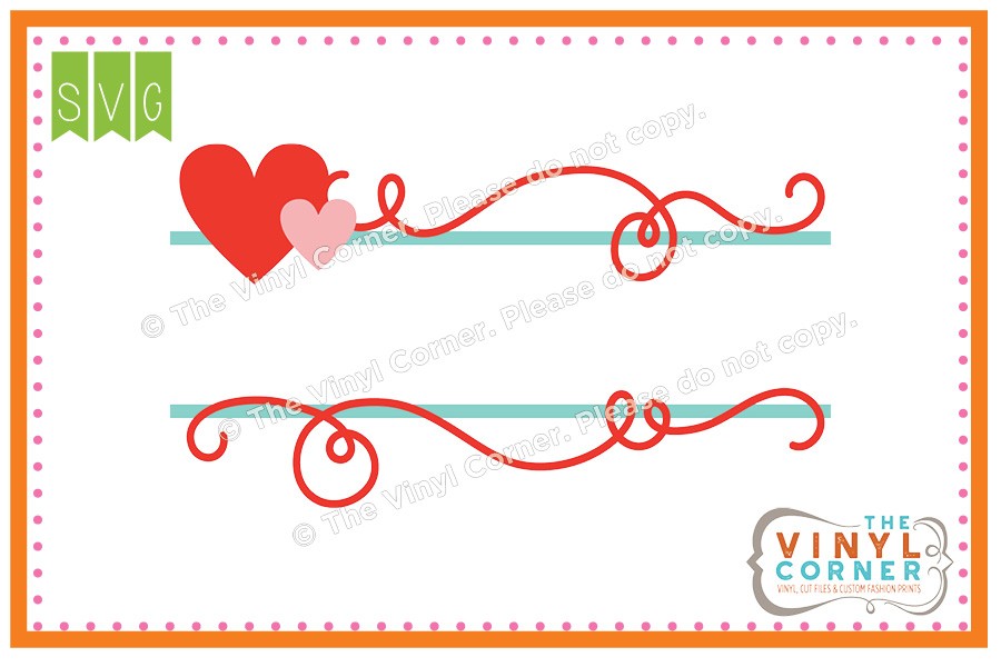 Applique Corner Heart Name Frame SVG Clipart Design