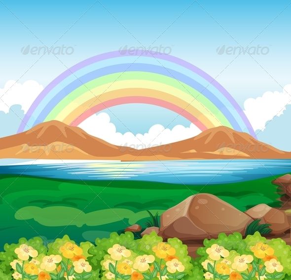 Illustration of a view of the rainbow and the beautiful