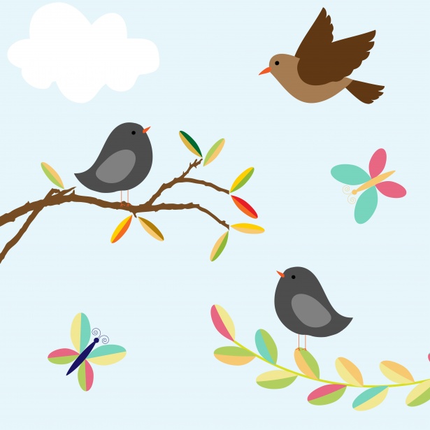 Birds, Butterfly Nature Clipart Free Stock Photo
