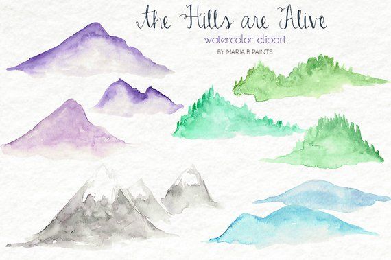 Watercolor hills clip.