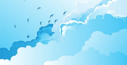 Nature birds silhouettes sky clouds free vector Clipart