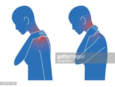 Symptoms, body, disease, stiff neck, pain Clipart Image