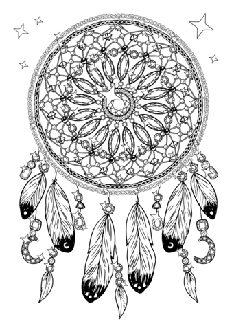 Dreamcatcher Necklace coloring page