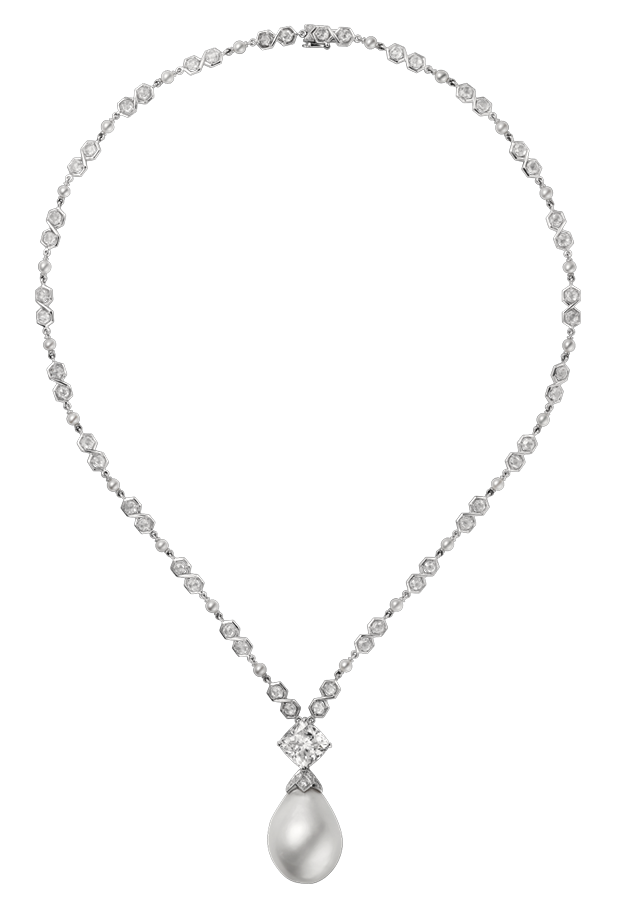 Diamond Necklace with Pearl PNG Clipart