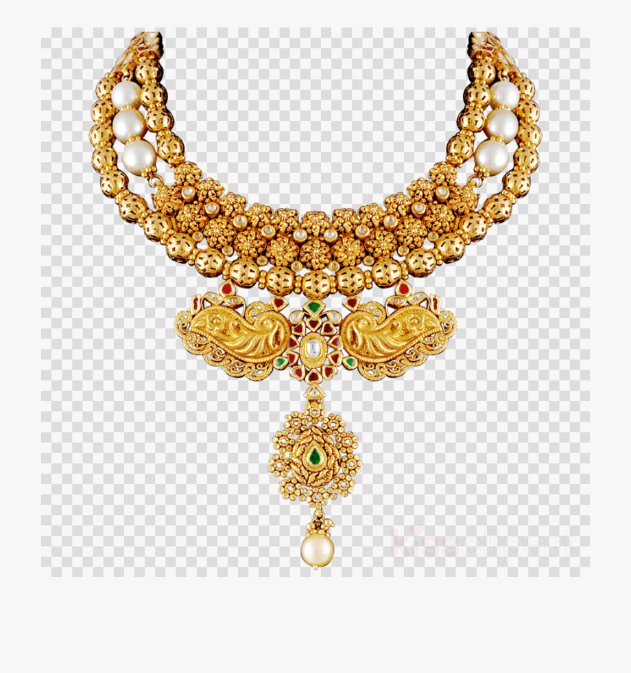Gold necklace png.