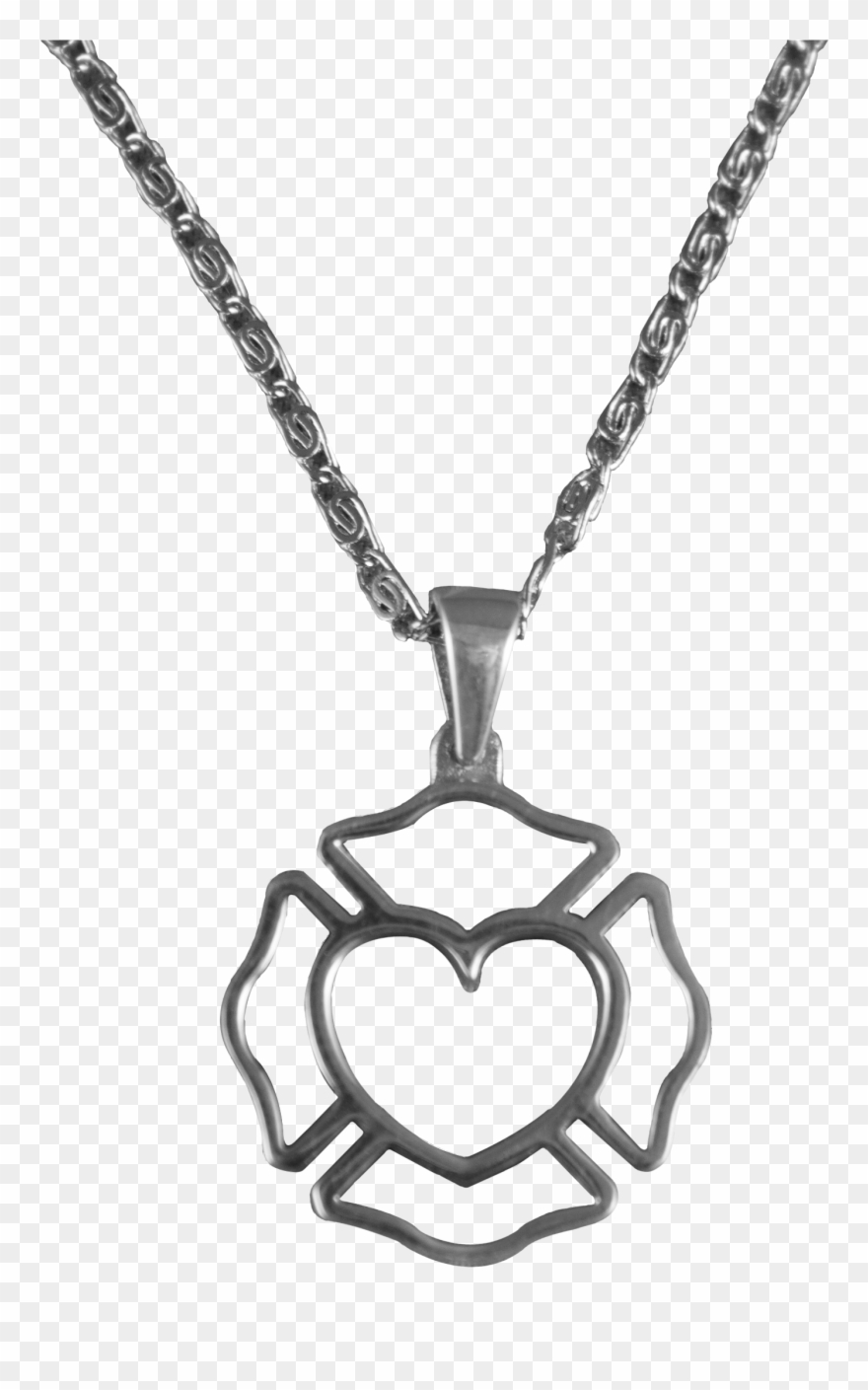 Cross Outline Maltese Cross Outline With Heart Necklace