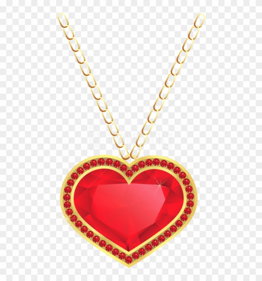 Free Png Red And Gold Heart Pendant Png