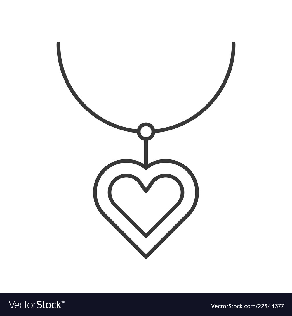 Necklace with heart pendant outline icon