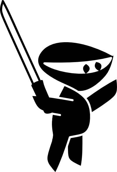 Black White Sword Boy Cartoon Ninja clip art Free vector in