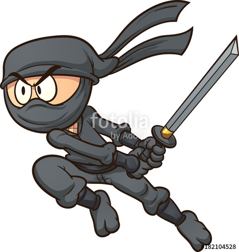 Cartoon ninja attacking.