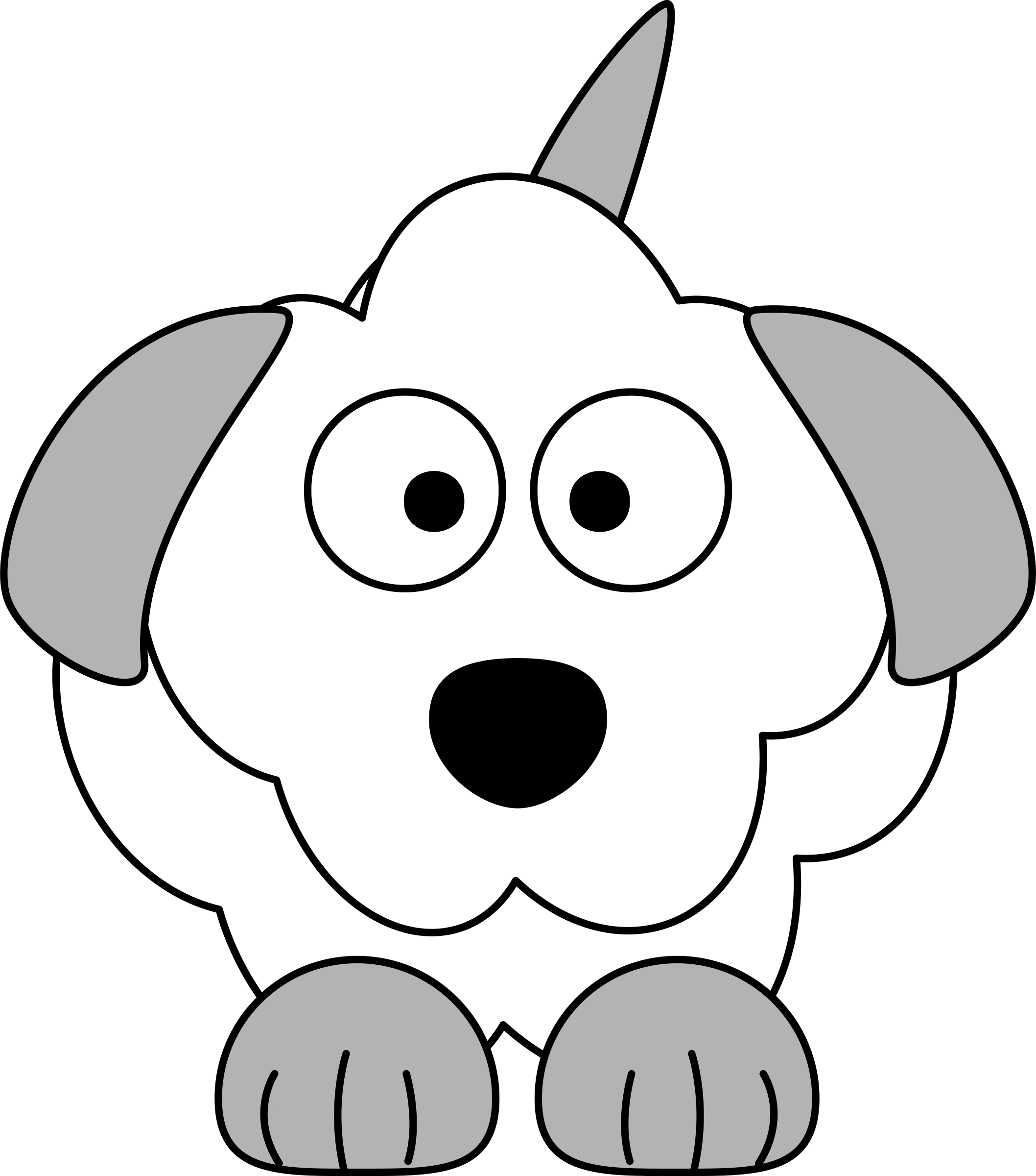 nose black and white clipart dog