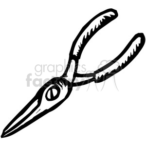 Black and white needle nose pliers clipart