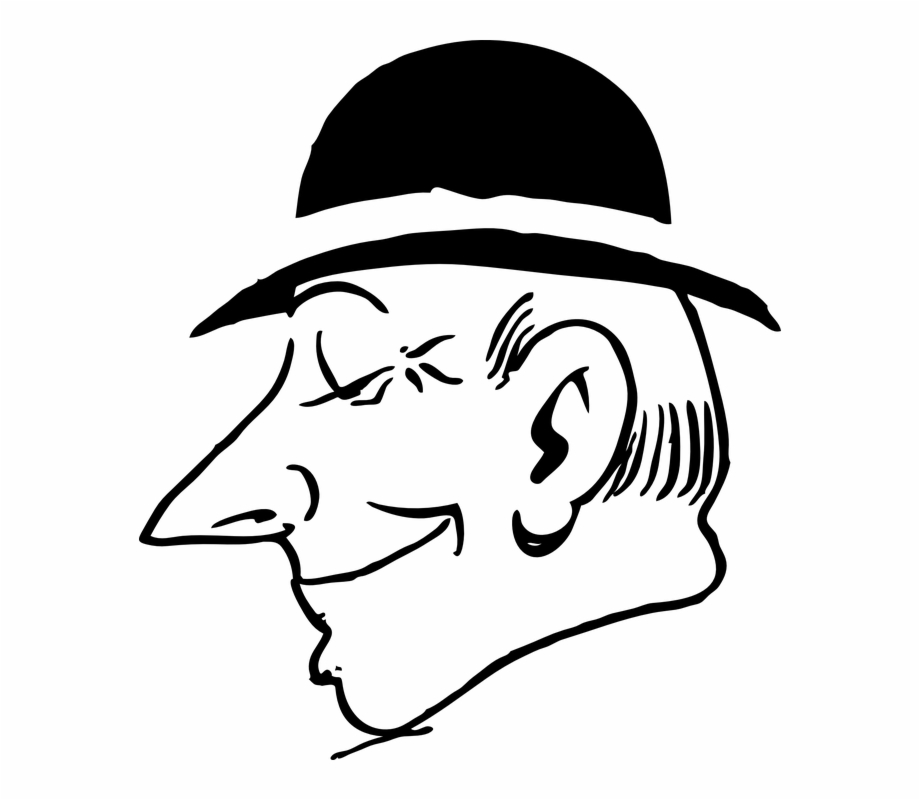 Man, Hat, Side, Nose, Long, Caricature