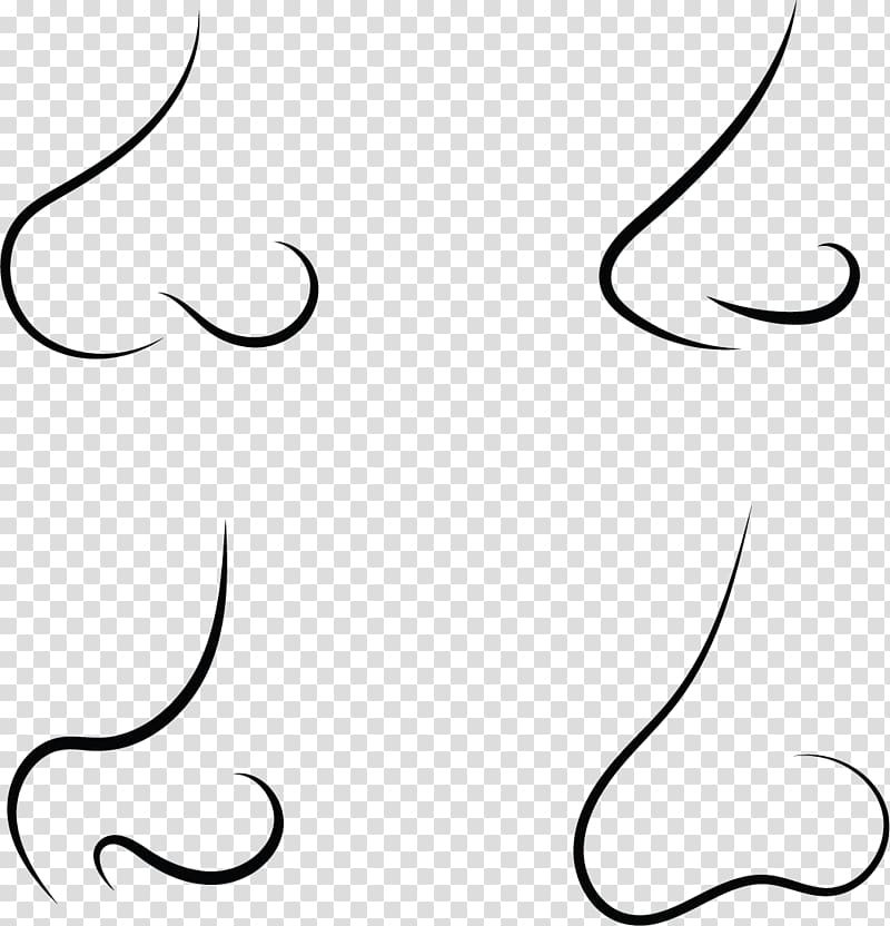 Black and white Pattern, Cartoon nose curve transparent