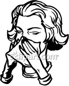 Black and White Woman Blowing Her Nose