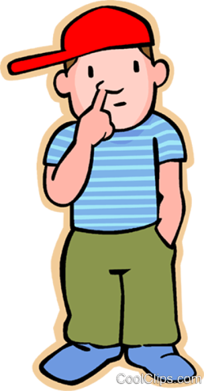 Little Boy Picking His Nose Royalty Free Vector Clip