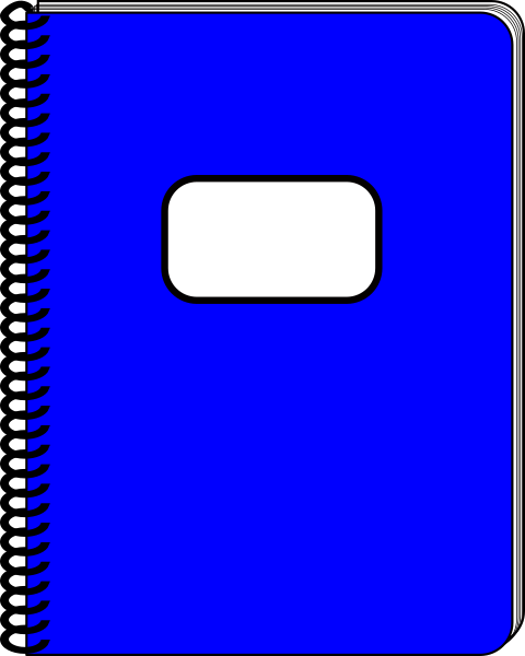 Spiral blue notebook.