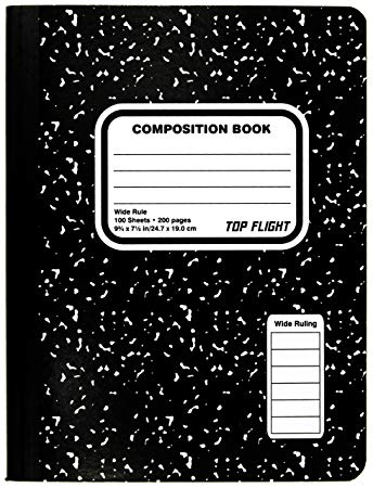 Top Flight Sewn Marble Composition Book, Black