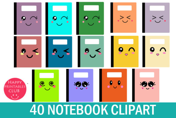 Kawaii Notebook Cover Clipart Graphics