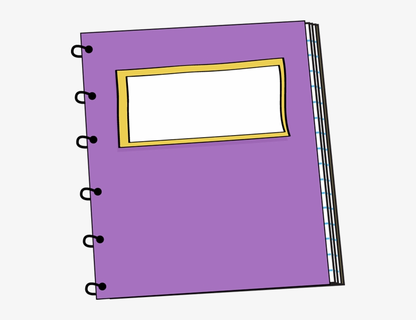 Purple spiral notebook.
