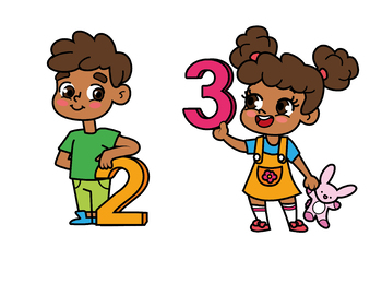 Number Kids, Kids Holding Numbers Clipart