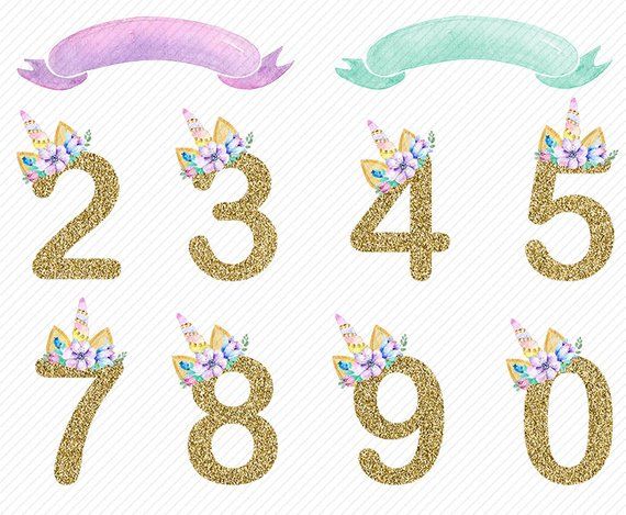 Number clipart watercolor.