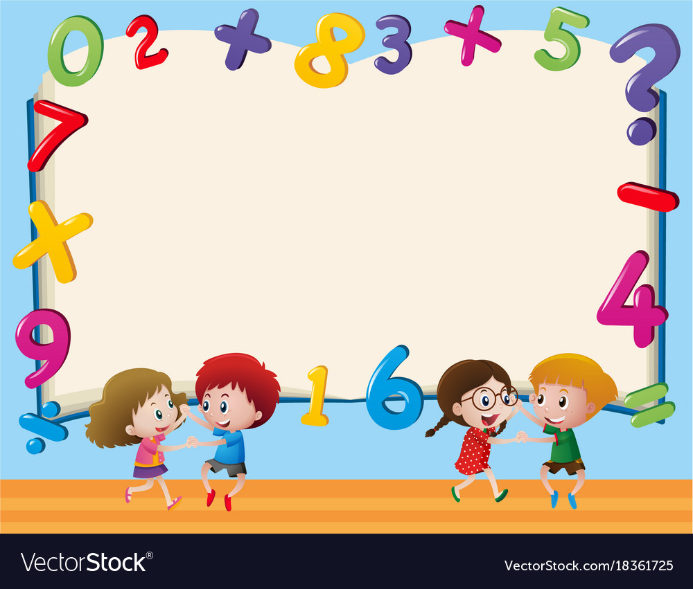 Border template with kids and numbers