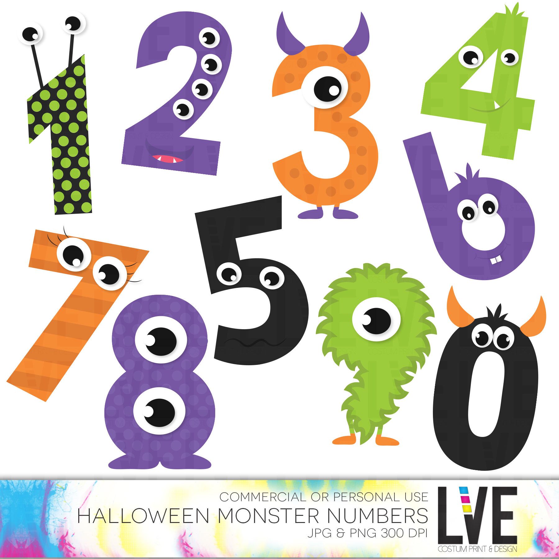 Cute Monsters Numbers Clip Art Halloween Clipart Monster