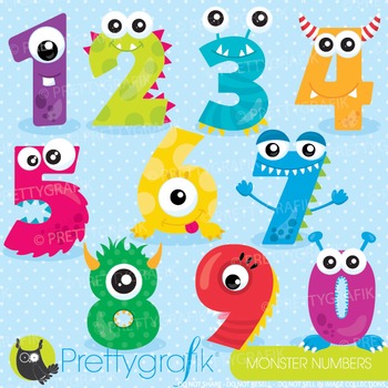Monster number clipart commercial use, graphics, digital clip art