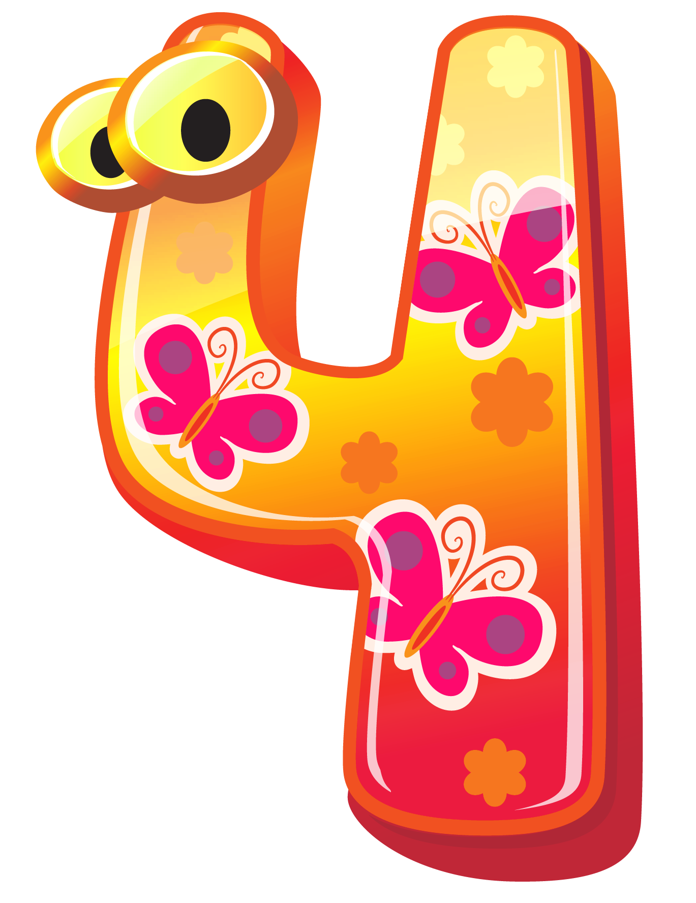 Cute Number Four PNG Clipart Image