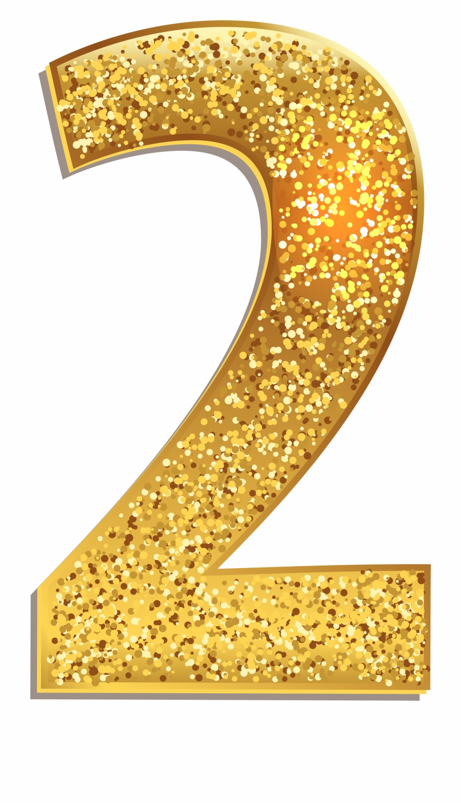Number Two Gold Shining Png Clip Art