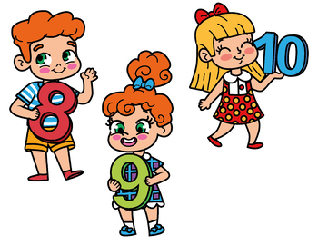 Number Kids, Kids Holding Numbers Clipart