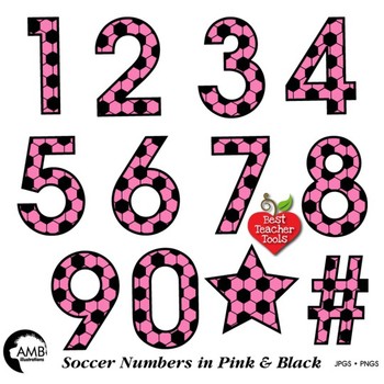 Soccer Clipart, Pink Numbers Clipart, Sports Team,