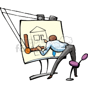 Architect working on his draft clipart