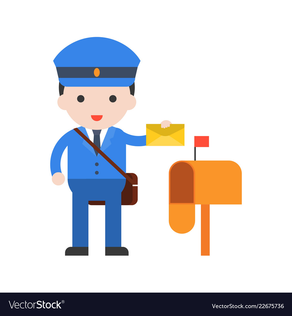Postman and post box set profession character of