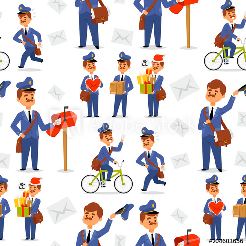 Postman delivery man character vector courier occupation