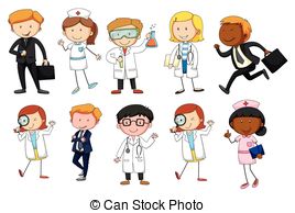 Cartoon man and woman scientist Stock Illustration Images
